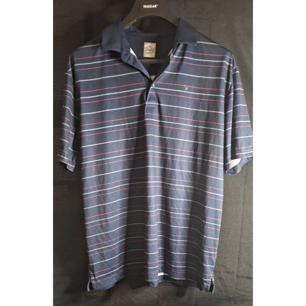Callaway Golf Polo Opti Dri Striped Short Sleeve Athletic Shirt Men's Size Large